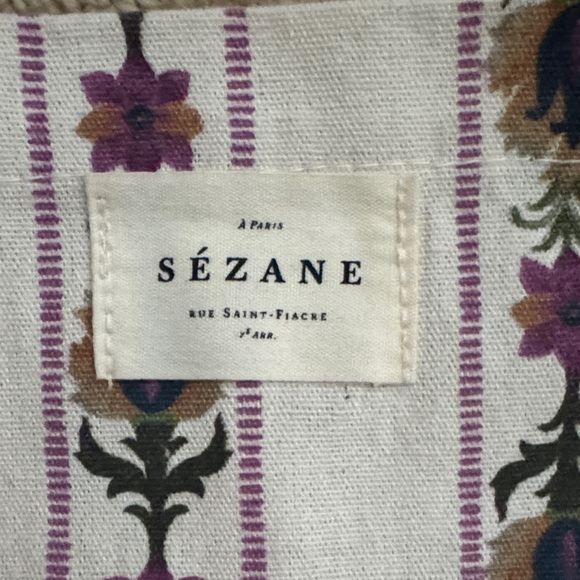 Sezane Cream and Purple Patterned Tote Bag - Picture 2 of 3